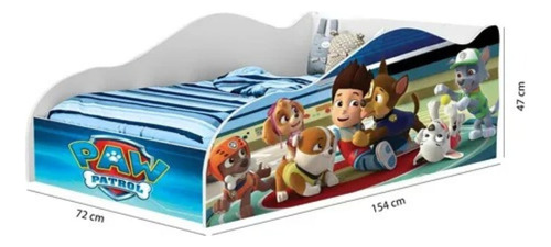 Mini Cama Infantil Carro Patrulha Canina Criança C/ Colchão 150x70 Incluso Quarto Menino E Menina Lorenttistore