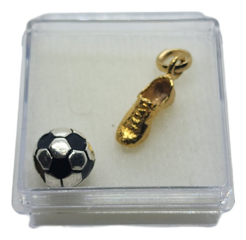 Dije De Balon Y Zapato Futbol De Oro Laminado +estuche Y17