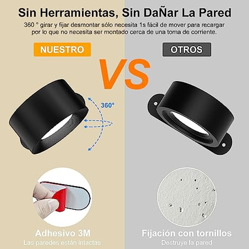 A Aplique De Pared Interior Regulables Moderno 360° De