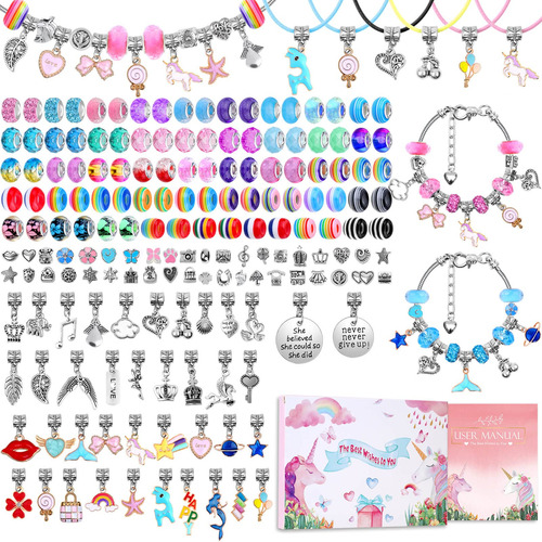 Kit De 180 Pulseras Con Dijes De Sirena De Unicornio Para N.