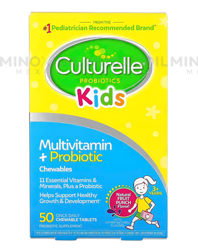 Culturelle Kids Multivit+probióticos 13mg 50tabs Masticables Sabor Sin Sabor