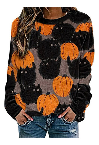 Nuevo Sudadera Con Estampado De Calabaza De Halloween