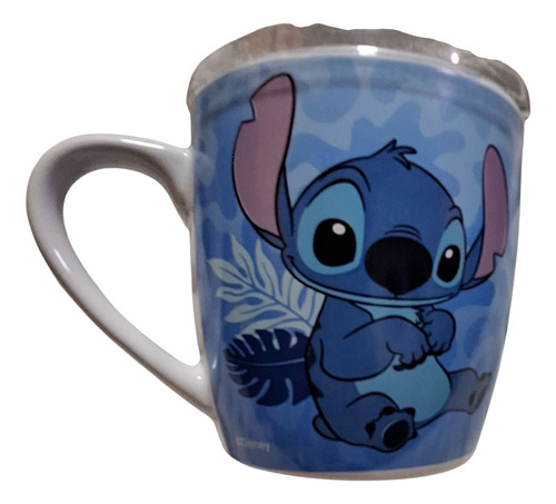 Taza Y Tazón Stich, Cerámica Azul Acero
