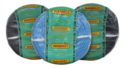 Fio Cabinho Flexível Nambei 10mm / 50 Mts - Preto E Azul 
