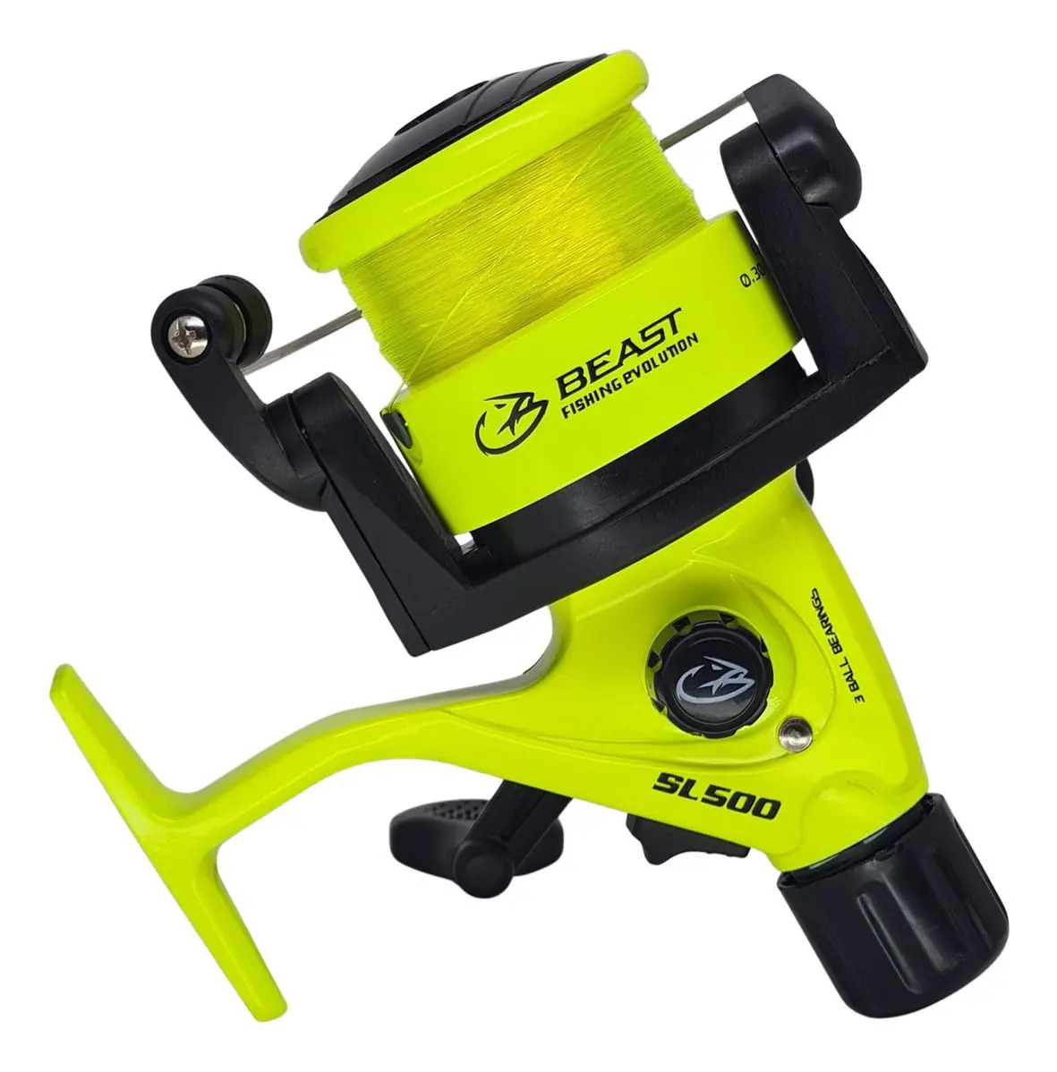 Reel Frontal Beast Sl500 Pesca Variada Rio 3 Rulemanes Color Amarillo Lado de la manija Derecho/Izquierdo