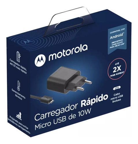 Carregador Motorola Moto E5 Plus 10w Com Cabo Micro Usb