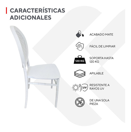 Set 4 Sillas Jardín Comedor Eventos Exterior Apilables