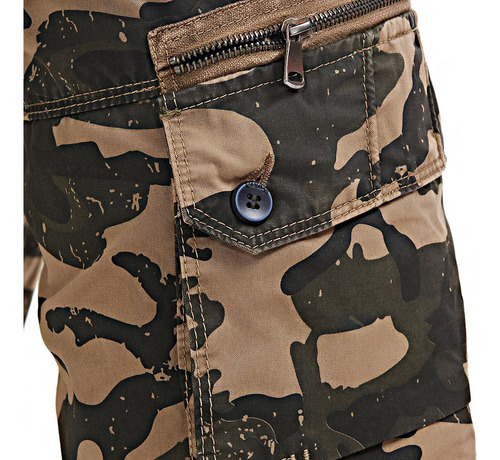 Bermudas Tipo Cargo De Verano Para Hombre De Algodón Militar