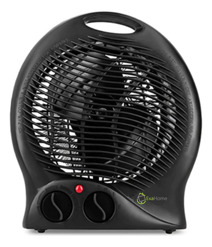 Caloventor Exahome Unico Con Termostato 2 Años De Color Negro