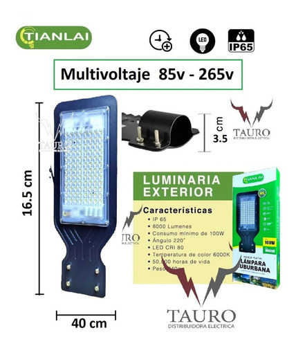 Imagen 2 de 9 de Lampara Alumbrado Publico Led 100w Suburbana Luz Blanca Ip65