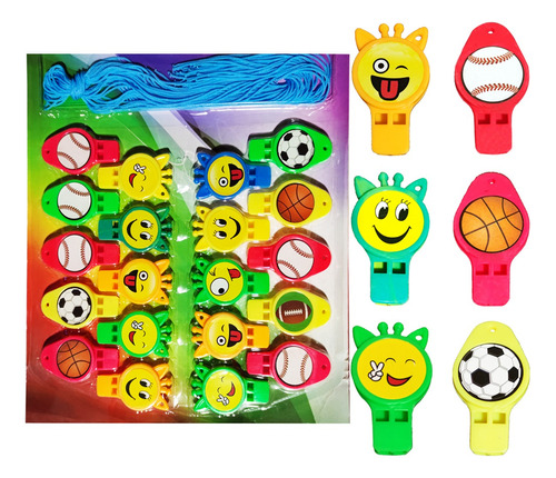 15 Silbato Collar Colgante De Emoji Deportes Piñata Souvenir