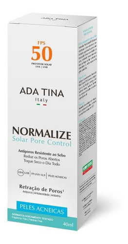 Protetor Solar Ada Tina Normalize Pore Control Fps 50 40ml