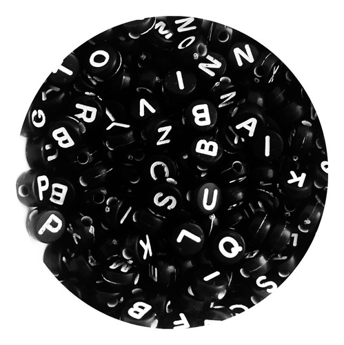 100 Cuentas De Letras Abecedario Completo Pulseras Negras