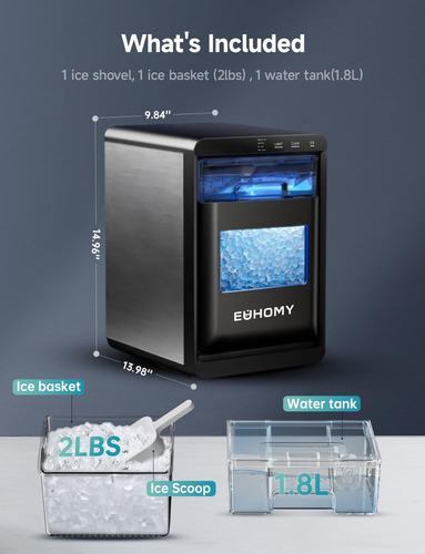 Máquina De Hielo Nugget Euhomy - Encimera (20 Kg/24 H), Colo