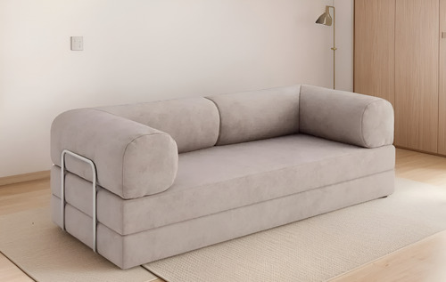 Sillon Teddy Sofa Cama En Caja 180x100x70cm 35kg/m3 Alta Den Beige