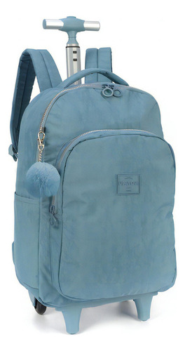 Mochila Escolar Up4you Rodinhas Com Chaveiro Pompom