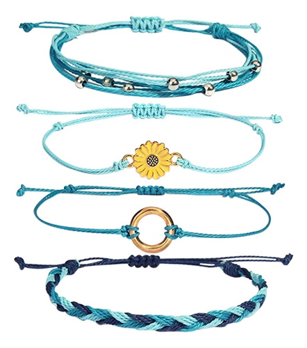 Pulsera De Playa Con Diseño De Girasol, 4 Unidades