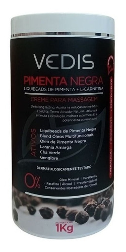 Creme De Massagem Pimenta Negra 1kg - Vedis