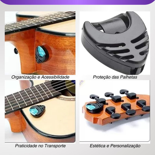 Suporte Para Palhetas Violão Guitarra Porta Palheta 3 Unid.
