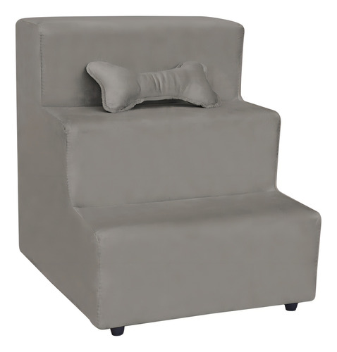 Escada Escadinha Para Pet 3 Degraus Osso Cor Cappuccino Veludo Liberty Móveis