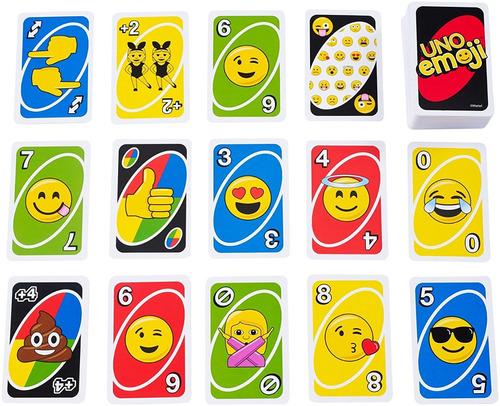 Juegos Mattel - Uno Emoji De 2 A 10 Jugadores 112 Cartas