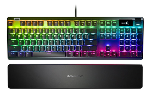 Teclado SteelSeries Apex 7 QWERTY inglés US color negro con luz RGB