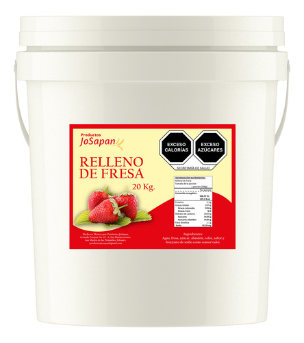 Relleno De Fresa, Cubeta Con 20 Kg