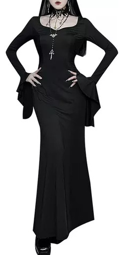 Disfraz De Morticia Addams Para Mujer, Vestido De Halloween