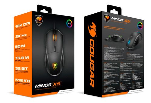 Mouse Gamer Cougar Minos X5 12000dpi Fps 6btns 2000hz