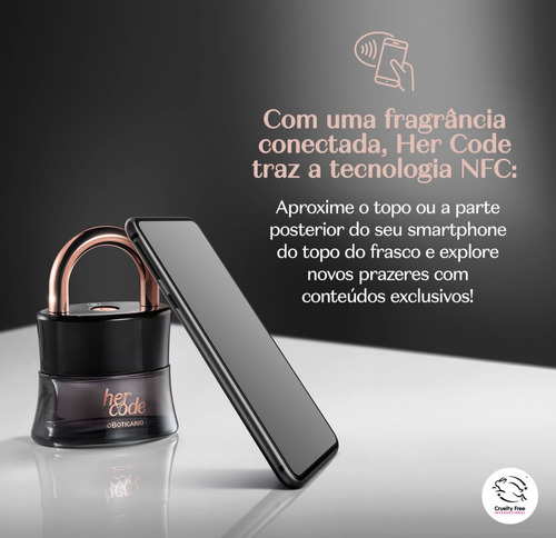 Perfume Her Code O Boticário Eau De Parfum 50 Ml O Perfume Do Cadeado, Original, Pronta Entrega
