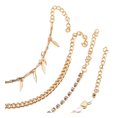 4 Pulseras De Tobillo Con Cadena De Cuentas, Joyas