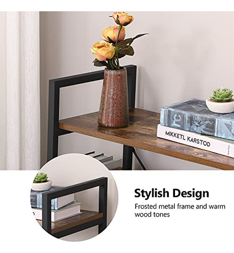 Bewishome 37 H 3 Tier Bookshelf, Estantería De Libro Rústi