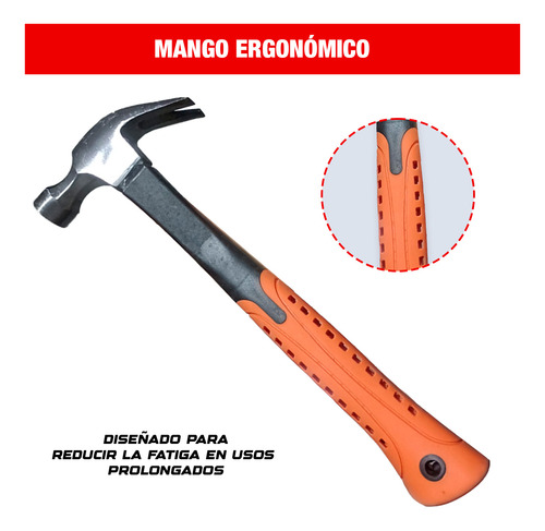 Martillo Carpintero Resistente Mango Fibra Madera 34cm