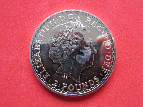 Moneda Inglaterra 2 Libras 1 Onza Plata Reina Isabel Ii 2013 (Usado)