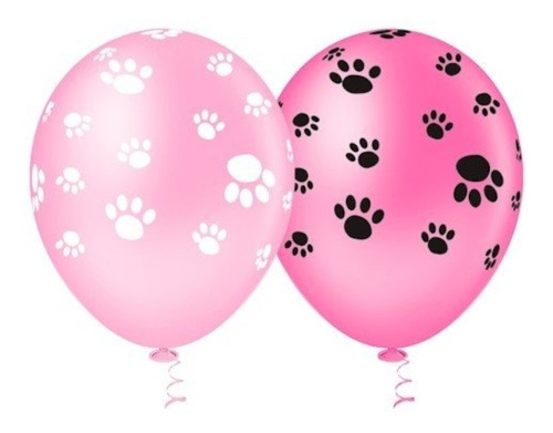 Balão Pegadas De Cahorro Dog - Rosa Baby / Rosa Forte  10  -