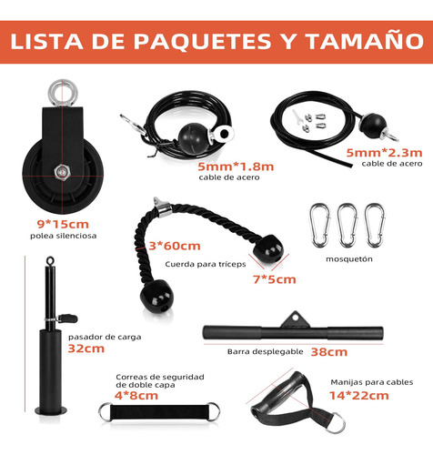 Sistema De Poleas 9 Piezas Para Gimnasio En Casa 127 Kg