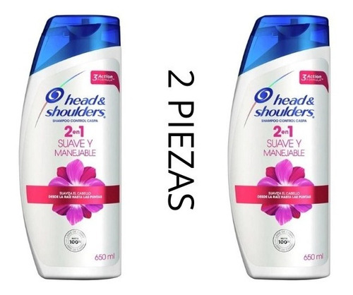 Shampoo Control Caspa,suavidad Y Manejo,2en1 H&s 2pzas