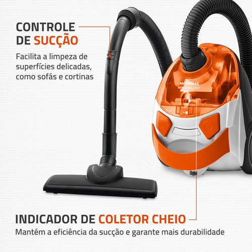 Aspirador De Pó Hepa Turbo 2000 Mondial Branco/laranja Ap-15 Branco