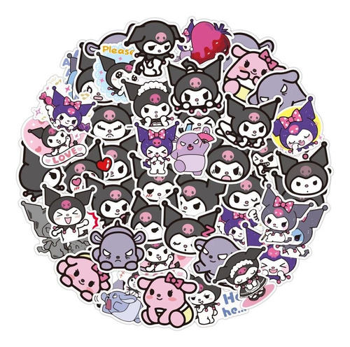 Pack De 50 Stickers Gatito Diva Kuromi Hello Gato Kawaii
