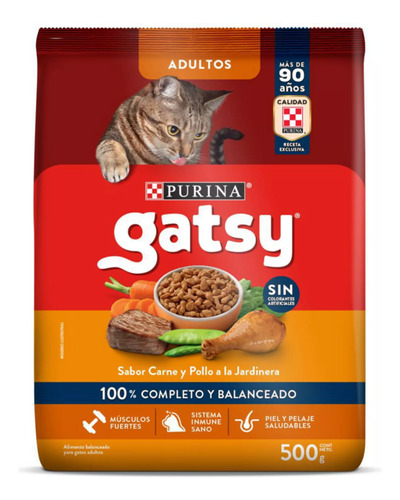 Alimento Seco Para Gato Adulto Gatsy Pollo Y Carne 5 X 500g
