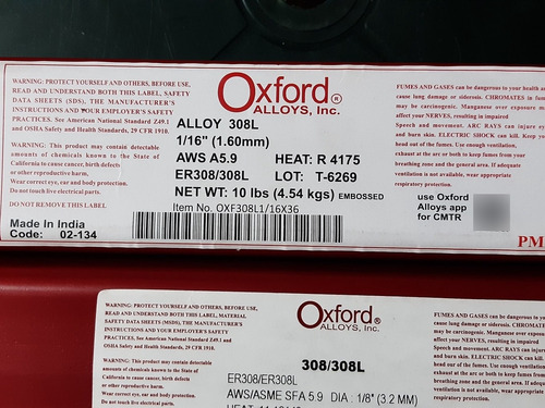 Varilla Aporte Acero Inoxidable Er 308 L-16 3/32 Oxford