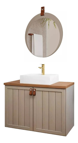 Gabinete Para Banheiro Com Cuba Alure 80cm Com Espelho Lua