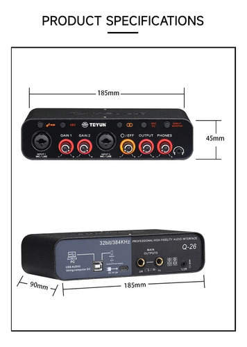 Interface De Áudio Teyun Q26, 32bits 384khz, Pronta Entrega