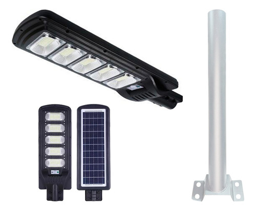 Foco Solar Led De Exterior Con Panel Solar 250w. - Jortan Color Negro