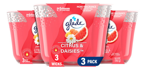 Glade Candle Joyful Citrus & Daisies, Vela De Fragancia Impr