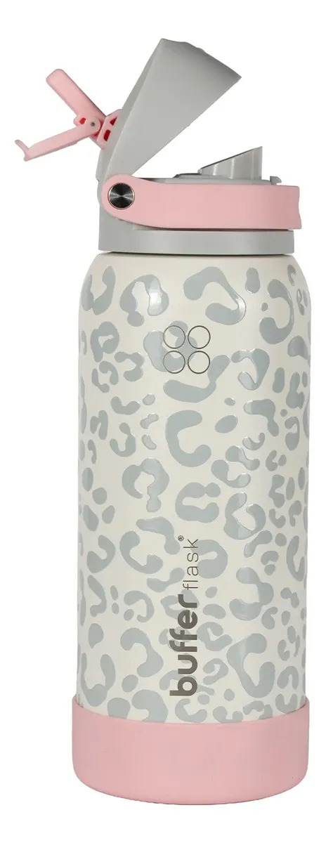 Termo Botella Agua Termica Acero Inoxidable Buffer Flask 1lt Tapa 2 En 1 Viral - Ice Leopard