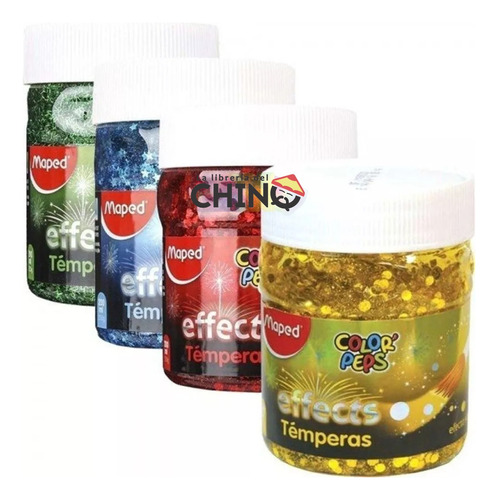 Pack X 4 Tempera Maped Effects 200ml Con Formas Glitter