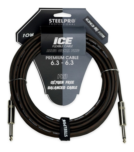 Cable Plug 6.3mm 10mts Steelpro 6363-ng-10m Balanceado Prof