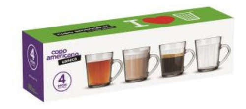 Jogo Canecas Copo Americano 4 Peças 270 ml - Nadir Figueiredo