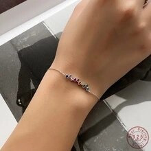 Pulsera De Plata De Ley 925 Para Mujer, Brazalete De Cristal